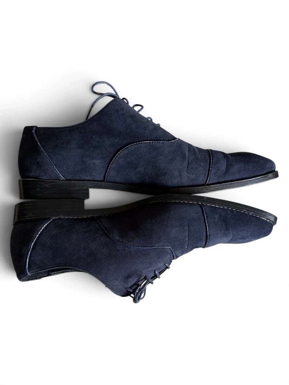 Sio Men’s Size 13 Blue Faux Suede Cap-Toe Oxford Dress Shoes Classic Lace-Up